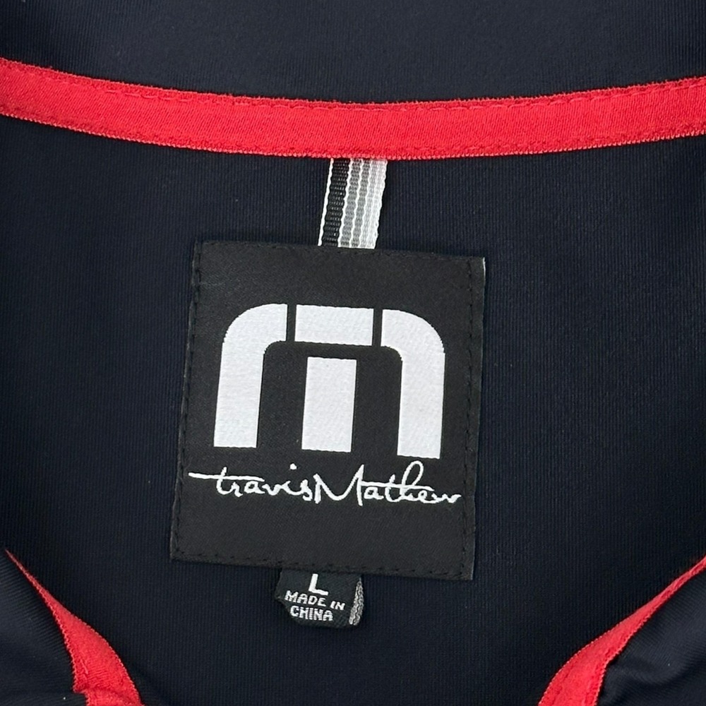 TravisMathew Track Jacket Mens L Navy Full‎ Zip Golf Lightweight Televisa Logo - Picture 6 of 9